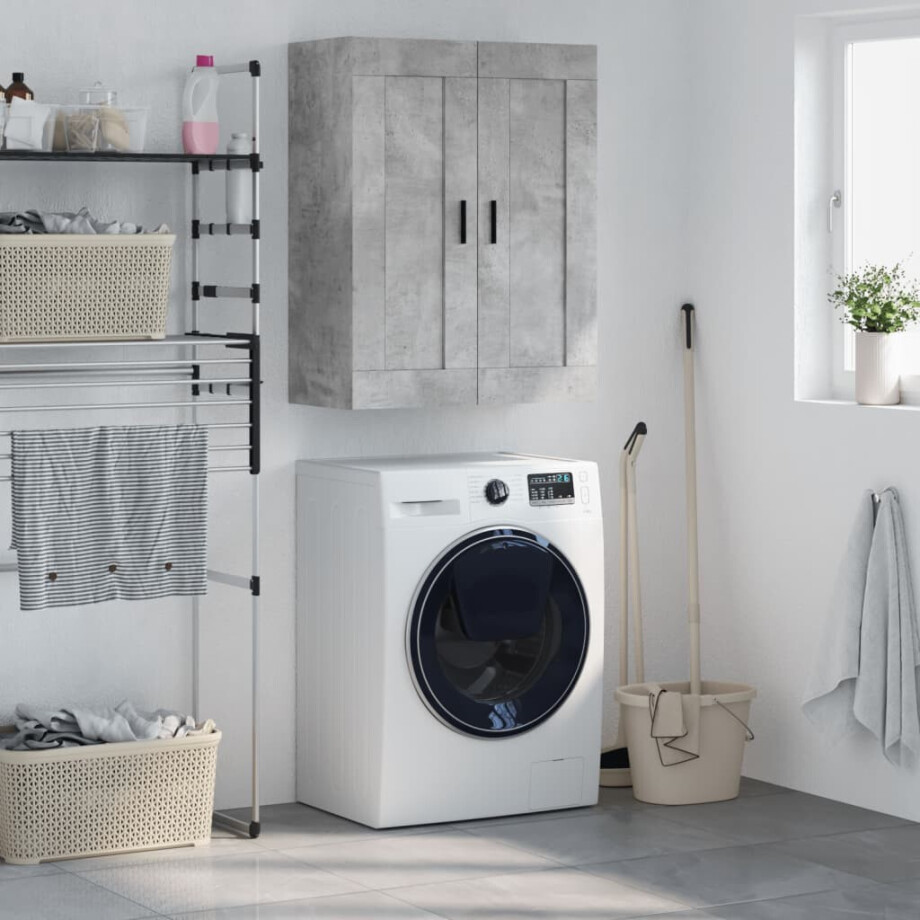 vidaXL Wandkast 69,5x34x90 cm bewerkt hout betongrijs afbeelding 1