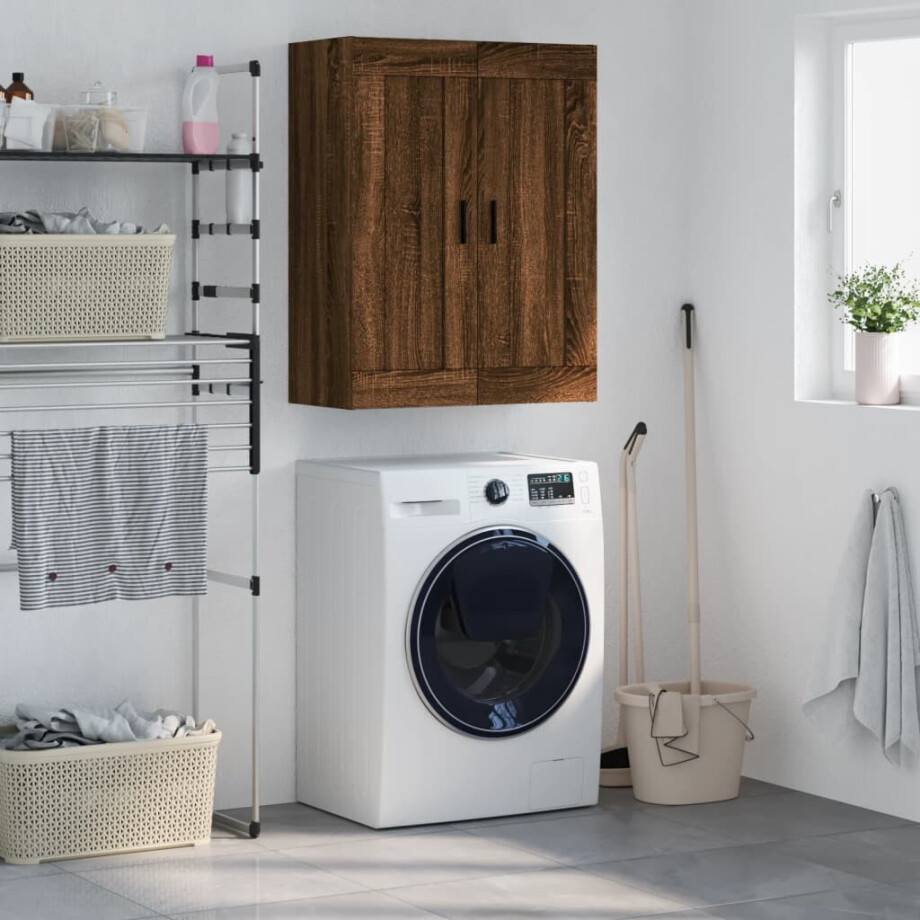 vidaXL Wandkast 69,5x34x90 cm bewerkt hout bruin eikenkleur afbeelding 1