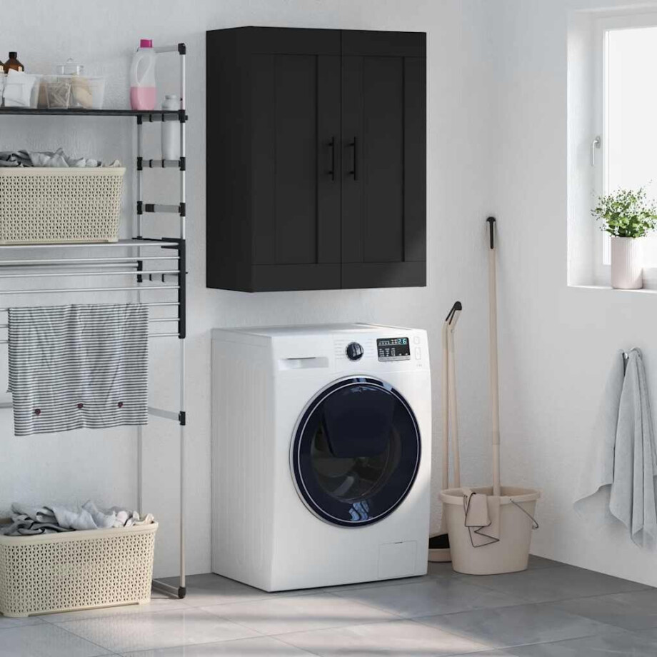 vidaXL Wandkast 69,5x34x90 cm bewerkt hout zwart vidaXL Wandkast 69,5x34x90 cm bewerkt hout zwart afbeelding 1