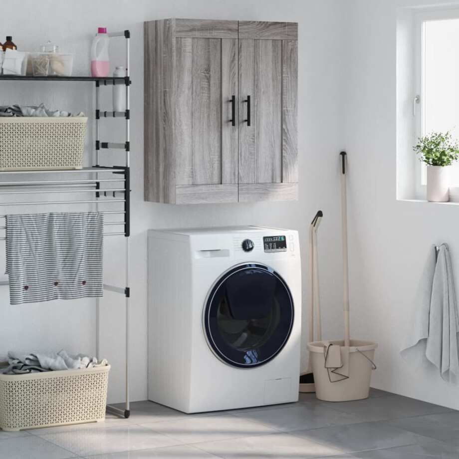 vidaXL Wandkast 69,5x34x90 cm bewerkt hout grijs sonoma eikenkleurig afbeelding 1