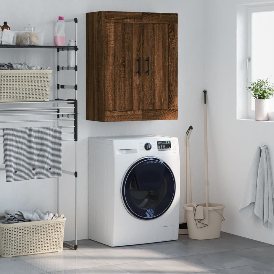 vidaXL Wandkast 69,5x34x90 cm bewerkt hout bruin eikenkleur afbeelding 1