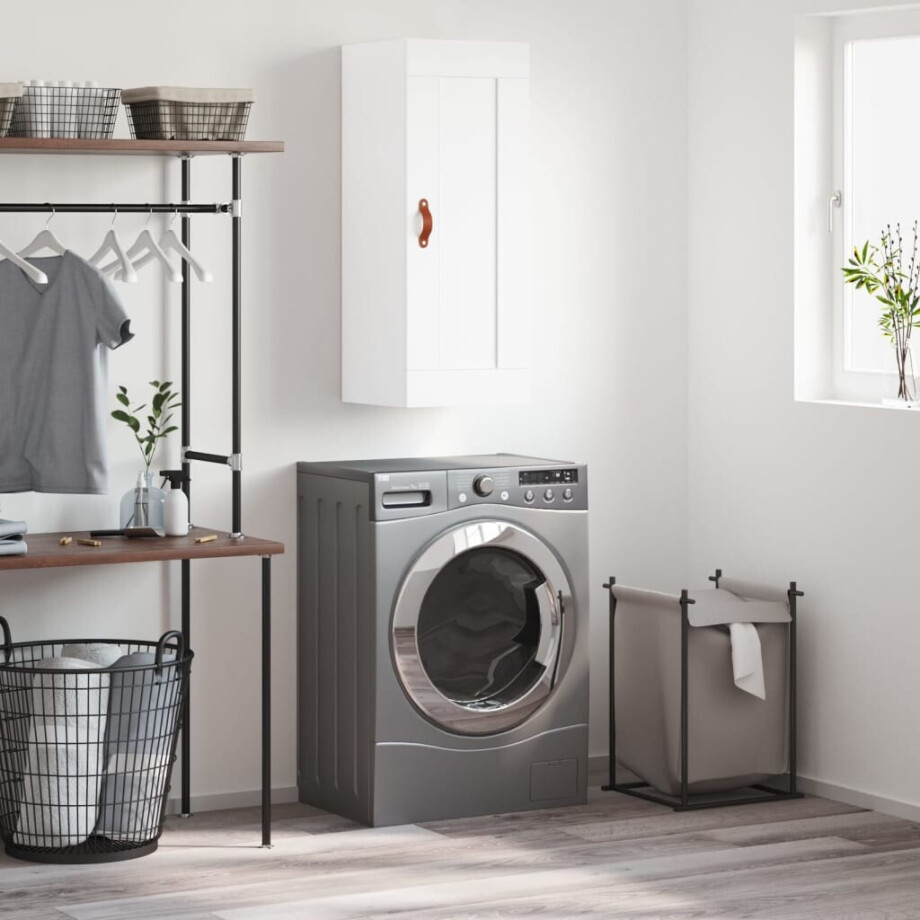 vidaXL Wandkast 34,5x34x90 cm bewerkt hout wit afbeelding 1