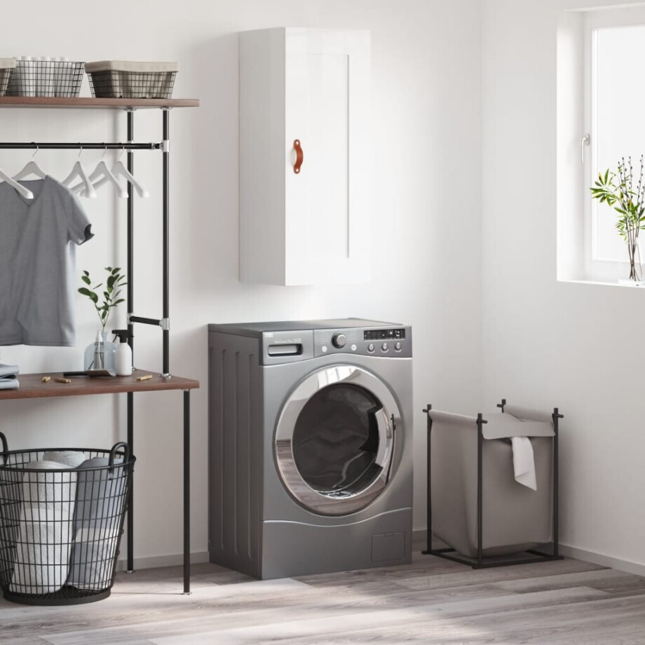 vidaXL Wandkast 34,5x34x90 cm bewerkt hout hoogglans wit afbeelding 1