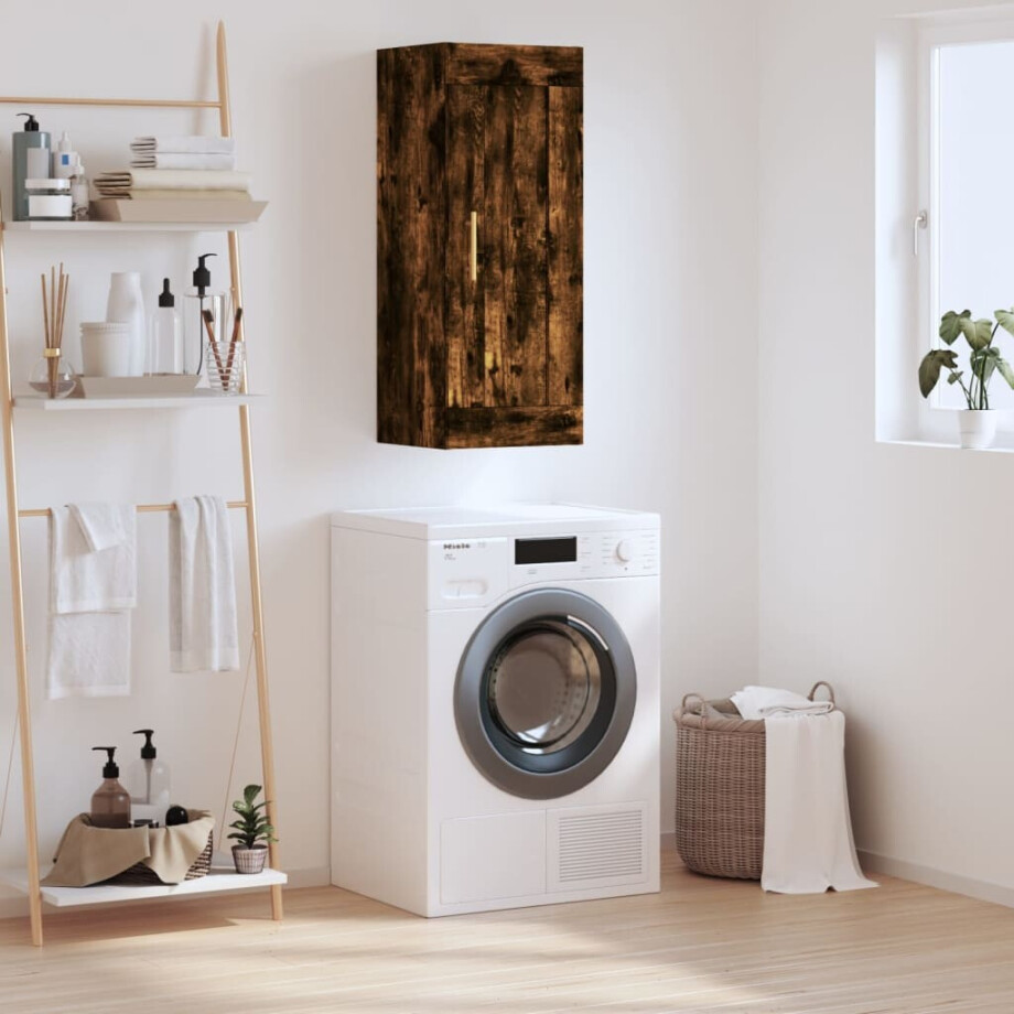 vidaXL Wandkast 34,5x34x90 cm bewerkt hout gerookt eikenkleurig vidaXL Wandkast 34,5x34x90 cm bewerkt hout gerookt eikenkleurig afbeelding 1