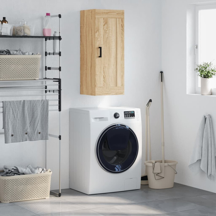 vidaXL Wandkast 34,5x34x90 cm bewerkt hout sonoma eikenkleurig afbeelding 1