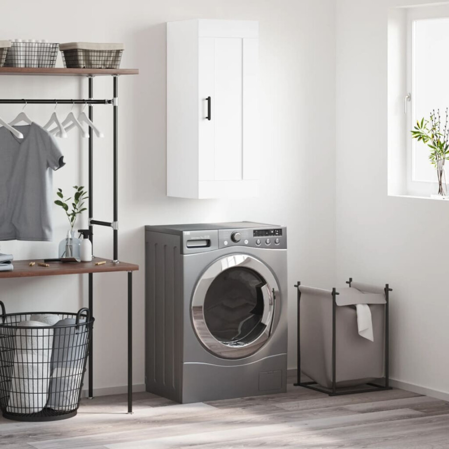 vidaXL Wandkast 34,5x34x90 cm bewerkt hout wit afbeelding 1