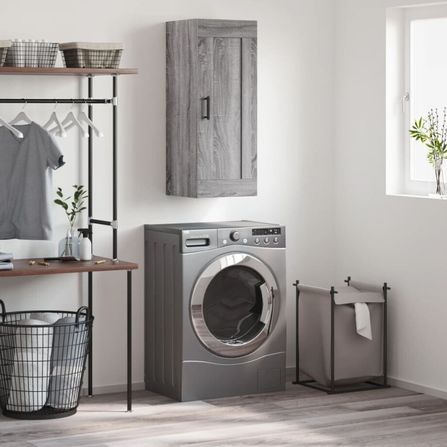 vidaXL Wandkast 34,5x34x90 cm bewerkt hout grijs sonoma eikenkleurig vidaXL Wandkast 34,5x34x90 cm bewerkt hout grijs sonoma eikenkleurig afbeelding 1
