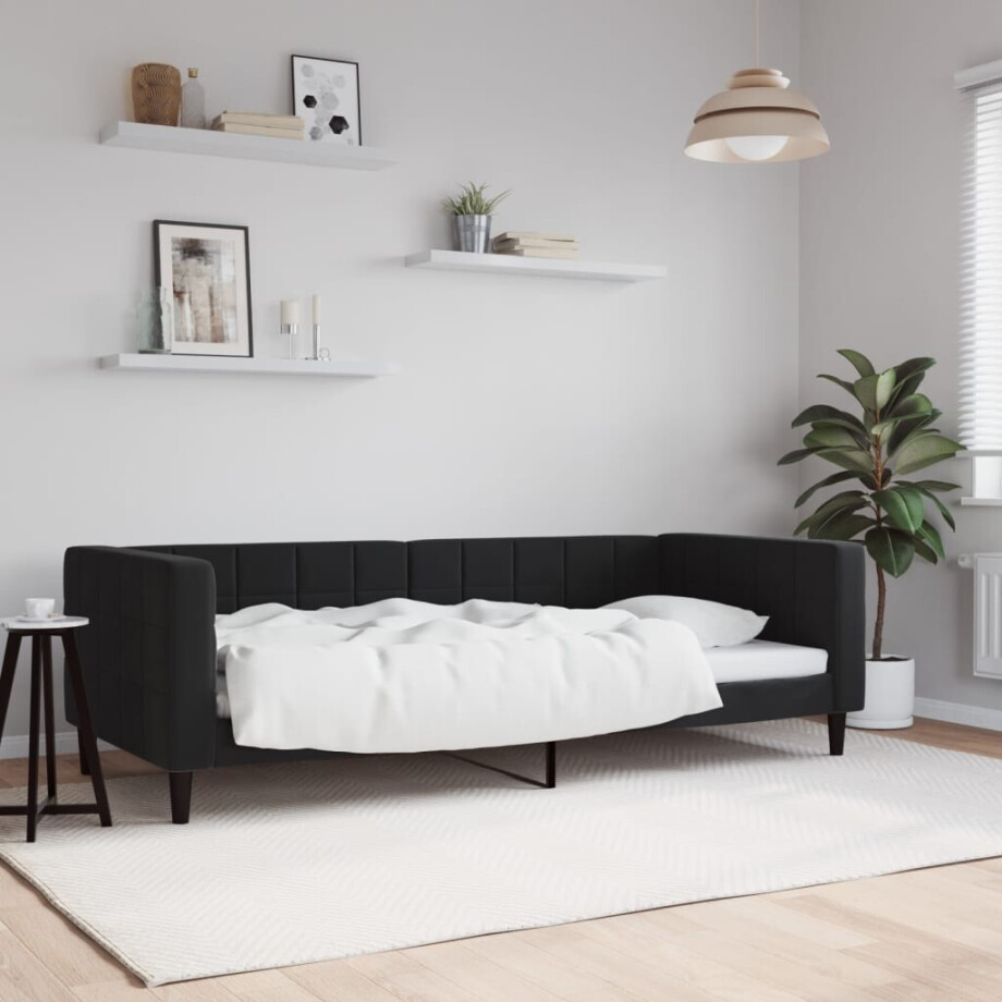 vidaXL Slaapbank 90x190 cm fluweel zwart afbeelding 1