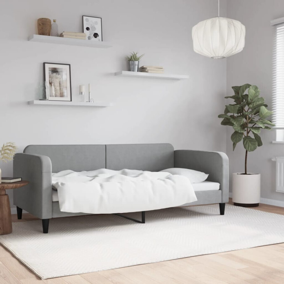 vidaXL Slaapbank 90x190 cm stof lichtgrijs afbeelding 1