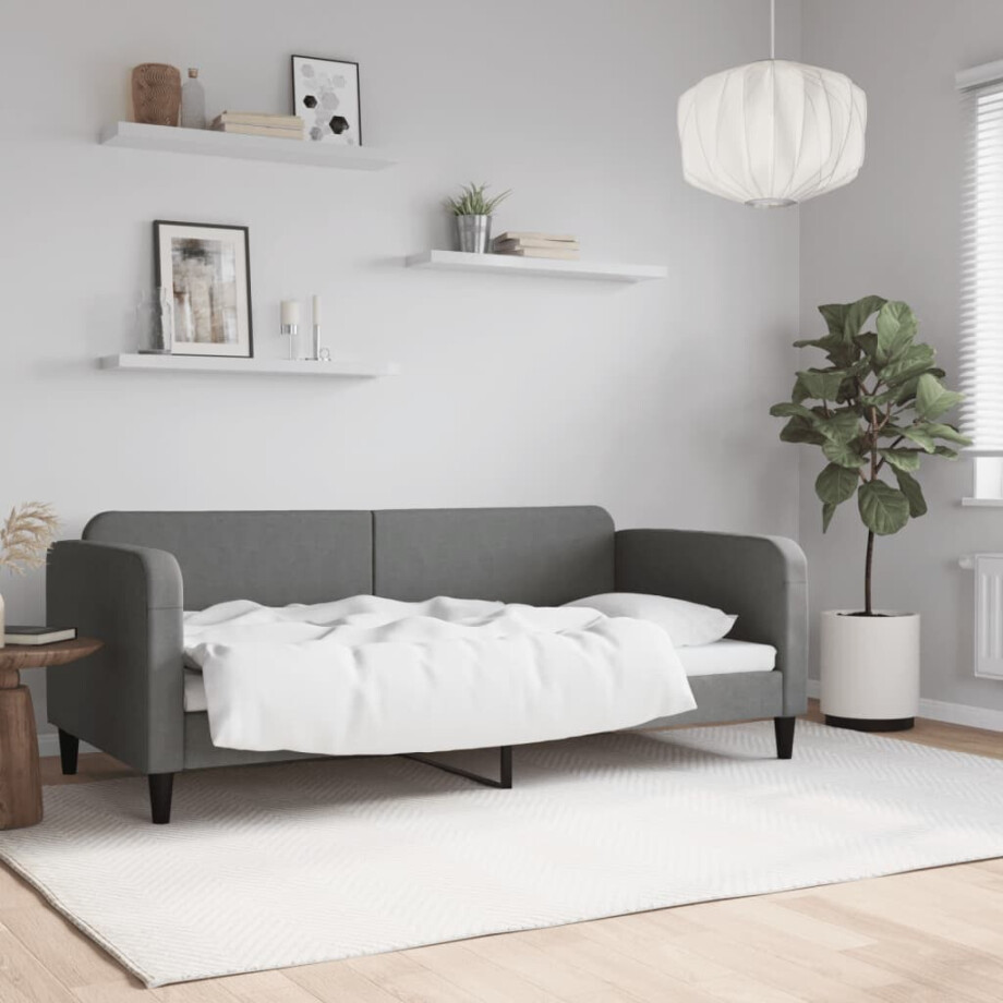 vidaXL Slaapbank 90x190 cm stof donkergrijs vidaXL Slaapbank 90x190 cm stof donkergrijs afbeelding 1