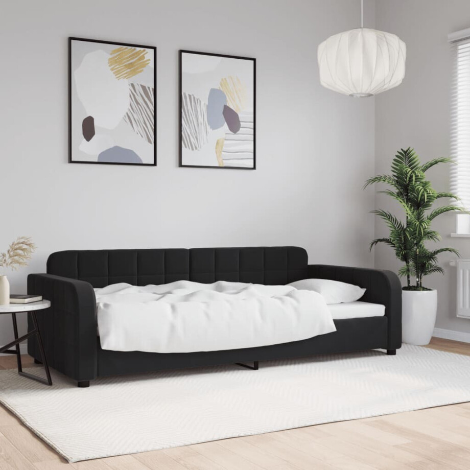vidaXL Slaapbank 90x190 cm fluweel zwart afbeelding 1