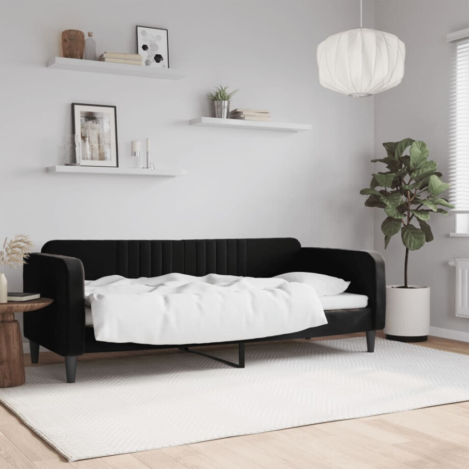 vidaXL Slaapbank 80x200 cm fluweel zwart afbeelding 1