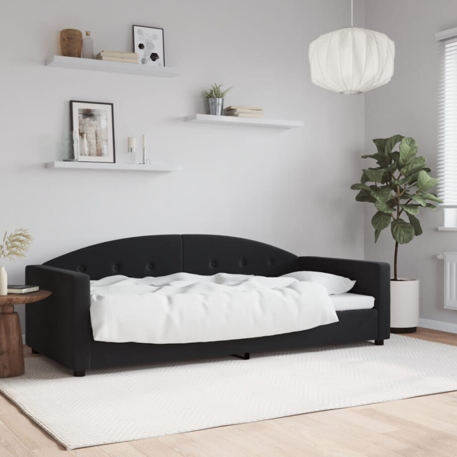 vidaXL Slaapbank 90x190 cm fluweel zwart afbeelding 1