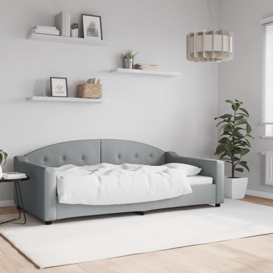 vidaXL Slaapbank 100x190 cm stof lichtgrijs afbeelding 1