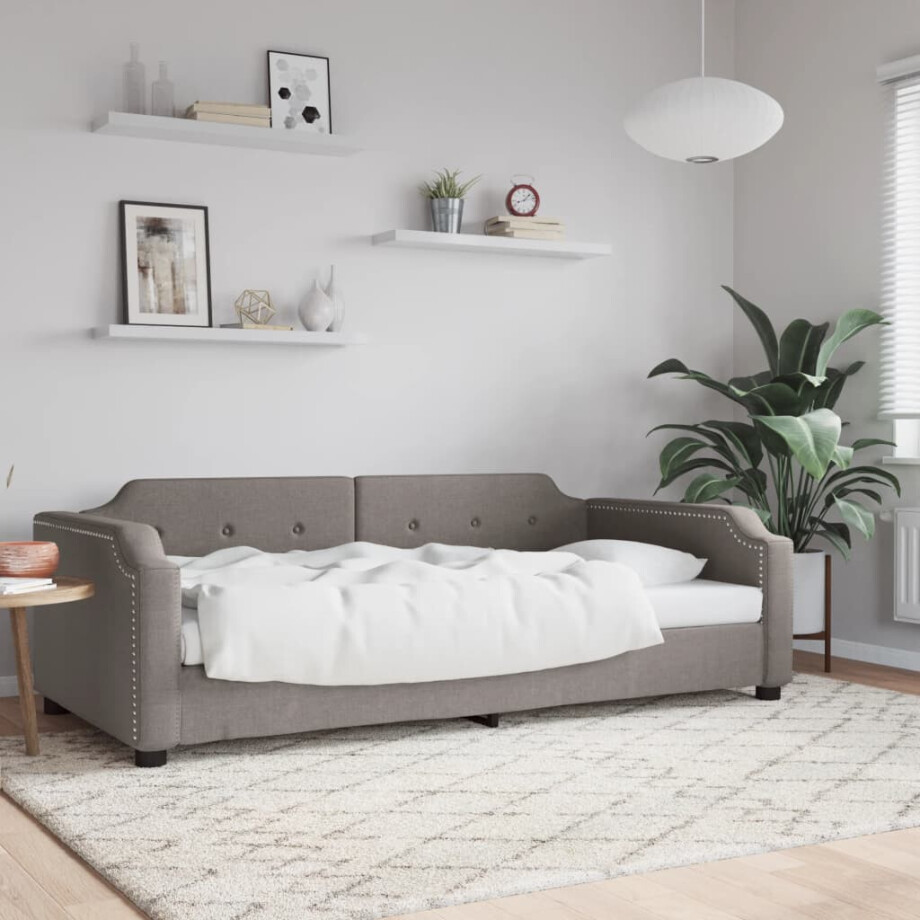 vidaXL Slaapbank 100x200 cm stof taupe vidaXL Slaapbank 100x200 cm stof taupe afbeelding 1