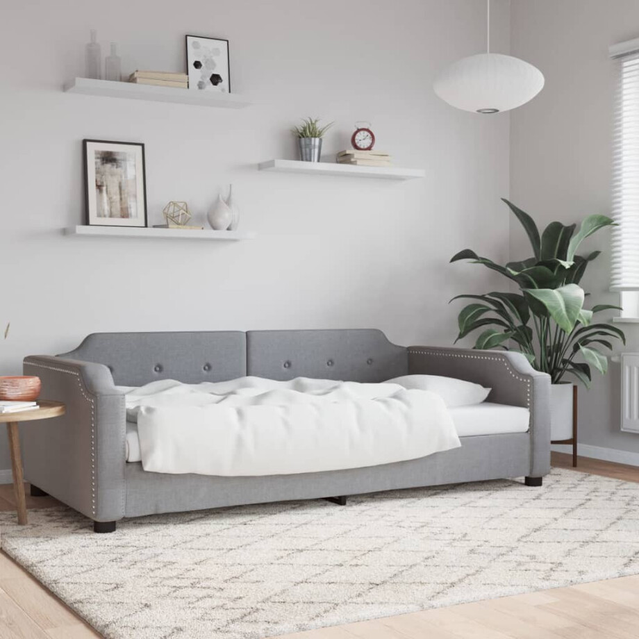 vidaXL Slaapbank 100x190 cm stof lichtgrijs afbeelding 1