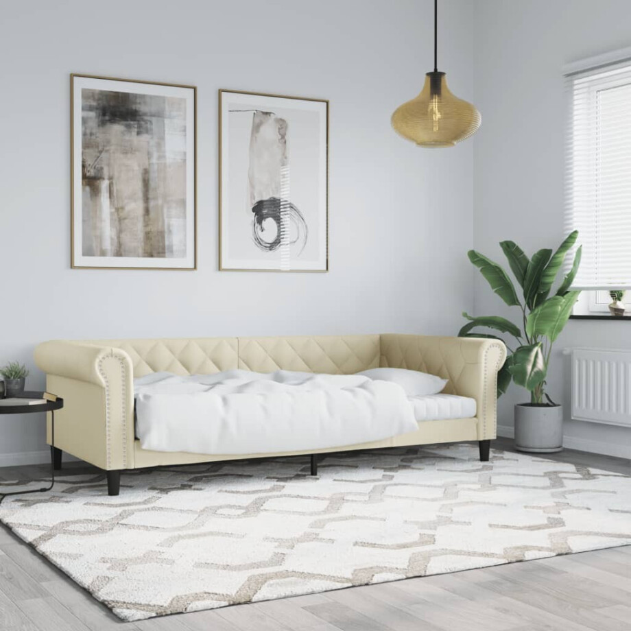 vidaXL Slaapbank 80x200 cm kunstleer crèmekleurig afbeelding 1