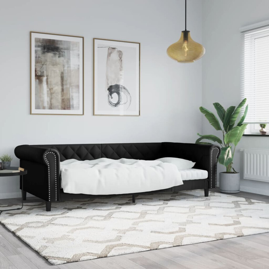 vidaXL Slaapbank 100x200 cm kunstleer zwart afbeelding 1