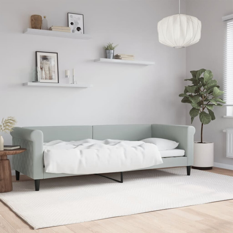 vidaXL Slaapbank 80x200 cm fluweel lichtgrijs afbeelding 1