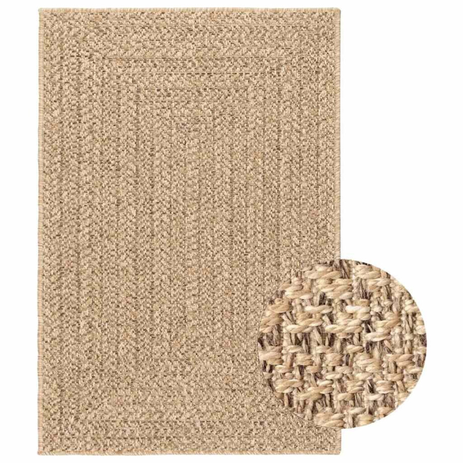 vidaXL Vloerkleed ZIZUR binnen en buiten 140x200 cm jute look afbeelding 1