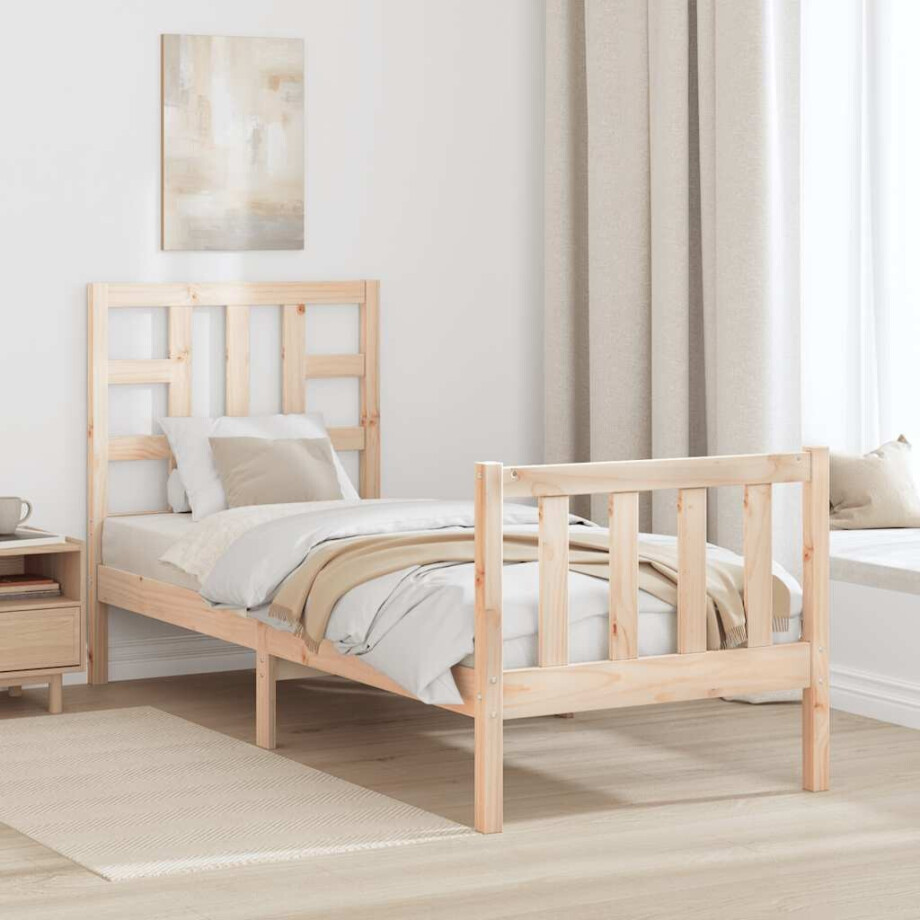 vidaXL Bedframe met hoofdbord massief hout vidaXL Bedframe met hoofdbord massief hout afbeelding 1