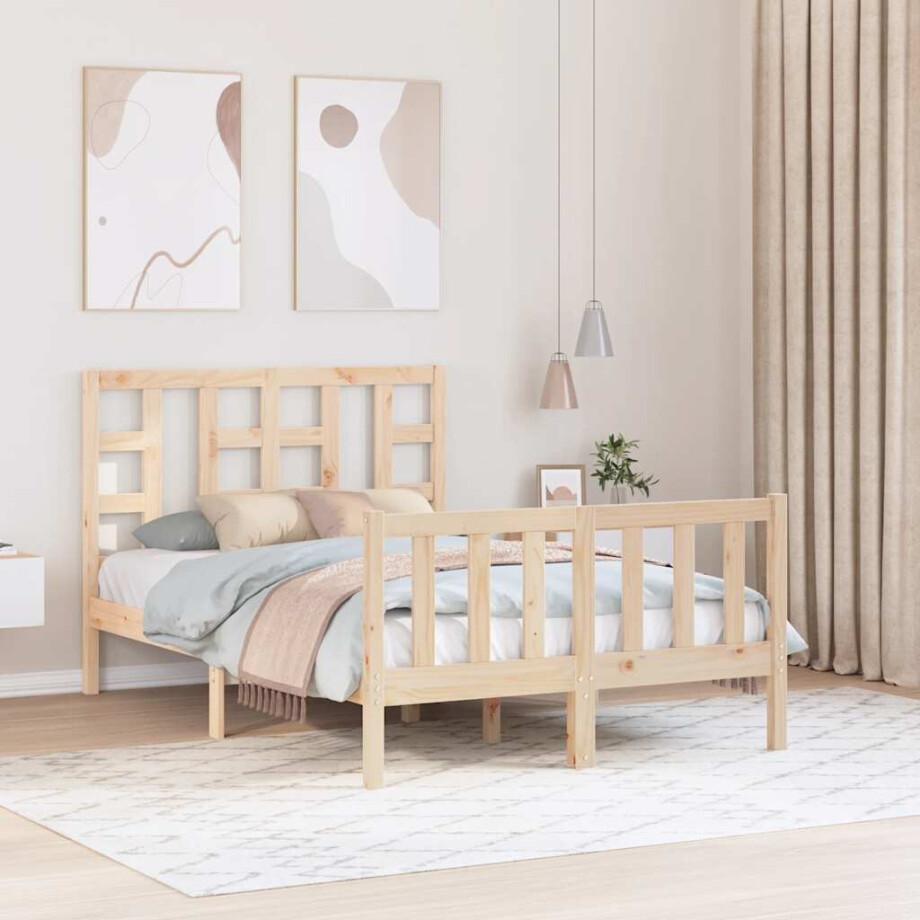 vidaXL Bedframe met hoofdbord massief hout vidaXL Bedframe met hoofdbord massief hout afbeelding 1