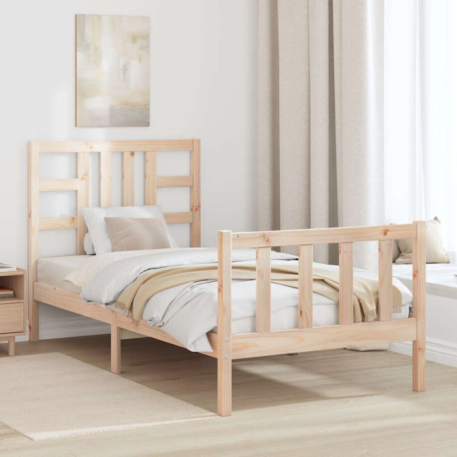 vidaXL Bedframe zonder matras massief grenenhout 90x200 cm afbeelding 1