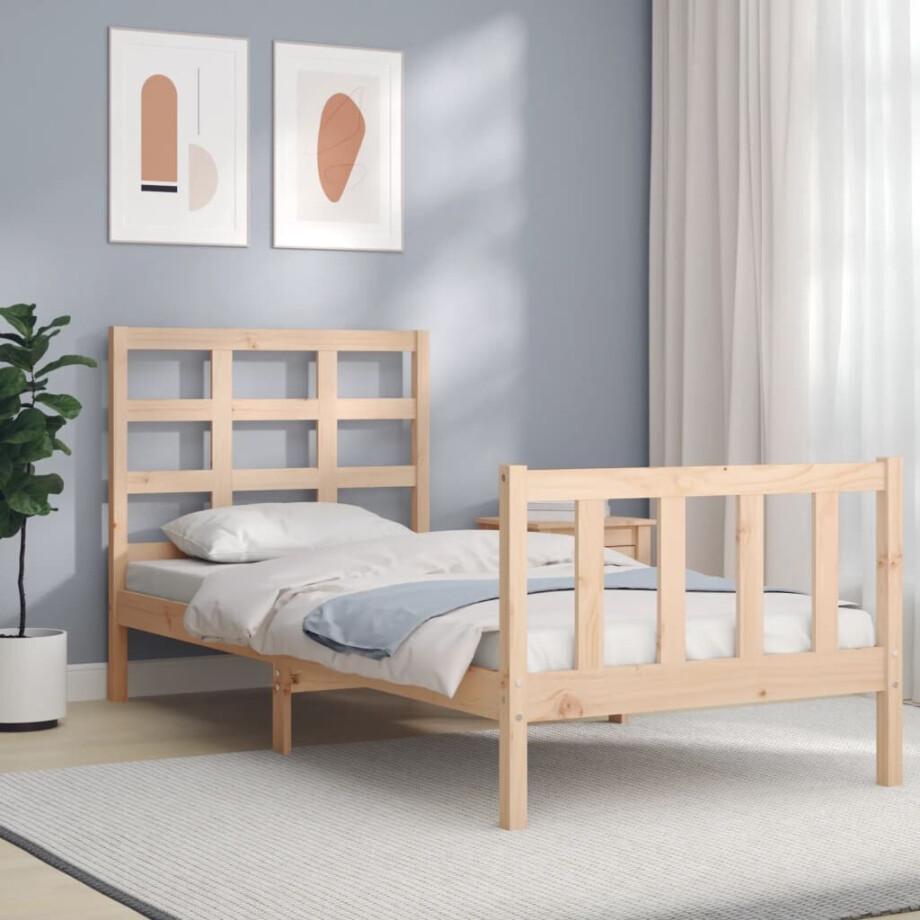vidaXL Bedframe met hoofdbord massief hout vidaXL Bedframe met hoofdbord massief hout afbeelding 1