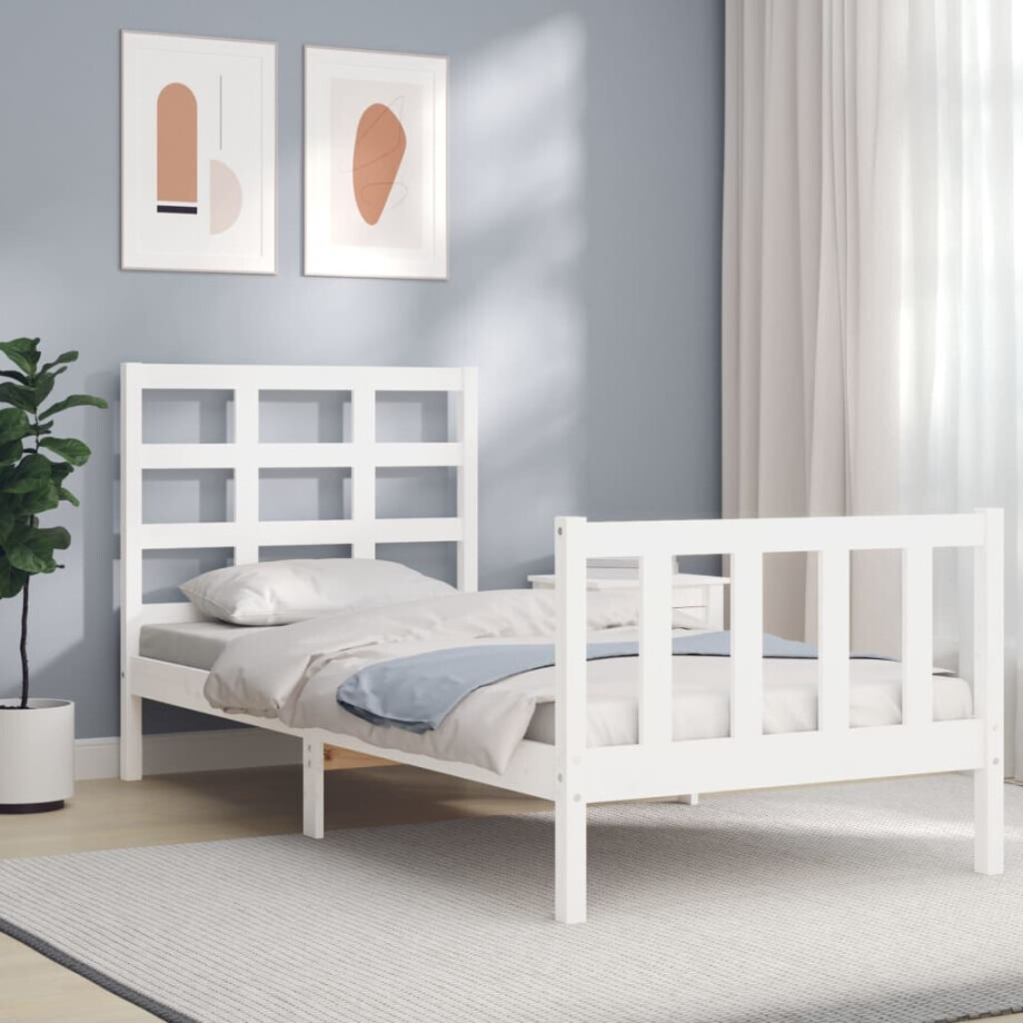 vidaXL Bedframe zonder matras massief grenenhout wit 90x190 cm vidaXL Bedframe zonder matras massief grenenhout wit 90x190 cm afbeelding 1