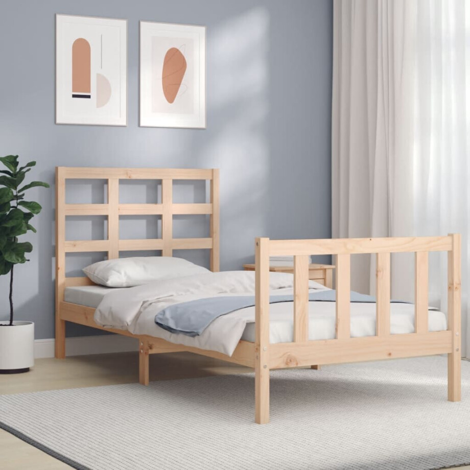 vidaXL Bedframe zonder matras massief grenenhout 90x200 cm afbeelding 1