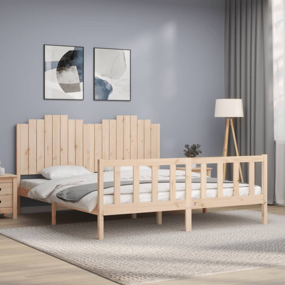 vidaXL Bedframe met hoofdbord massief hout 180x200 cm vidaXL Bedframe met hoofdbord massief hout 180x200 cm afbeelding 1