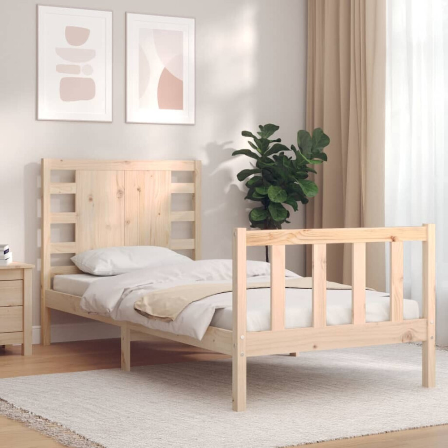 vidaXL Bedframe met hoofdbord massief hout vidaXL Bedframe met hoofdbord massief hout afbeelding 1