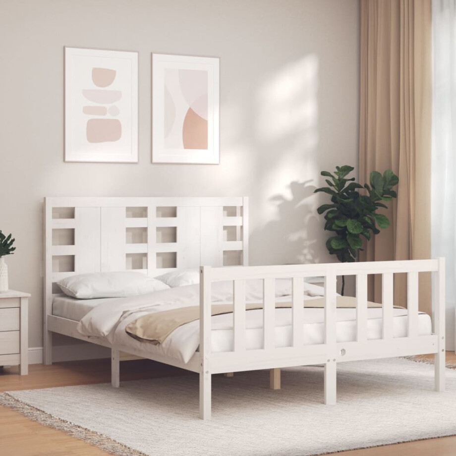vidaXL Bedframe zonder matras massief grenenhout wit 120x200 cm afbeelding 1