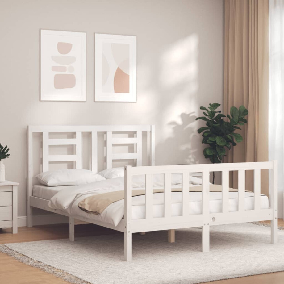 vidaXL Bedframe zonder matras massief grenenhout wit 120x200 cm afbeelding 1