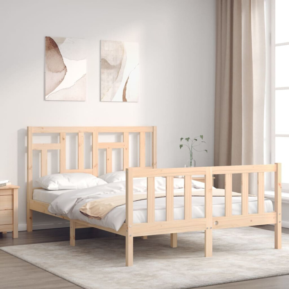 vidaXL Bedframe met hoofdbord massief hout vidaXL Bedframe met hoofdbord massief hout afbeelding 1
