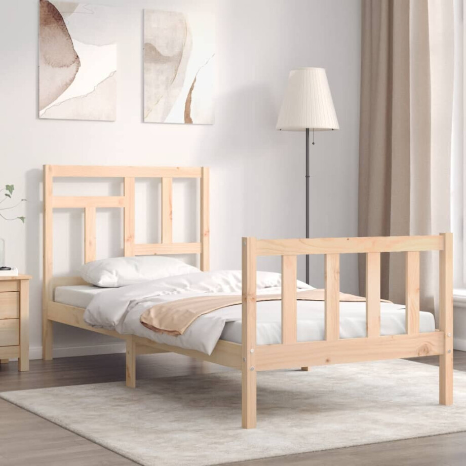 vidaXL Bedframe zonder matras massief grenenhout 90x200 cm afbeelding 1