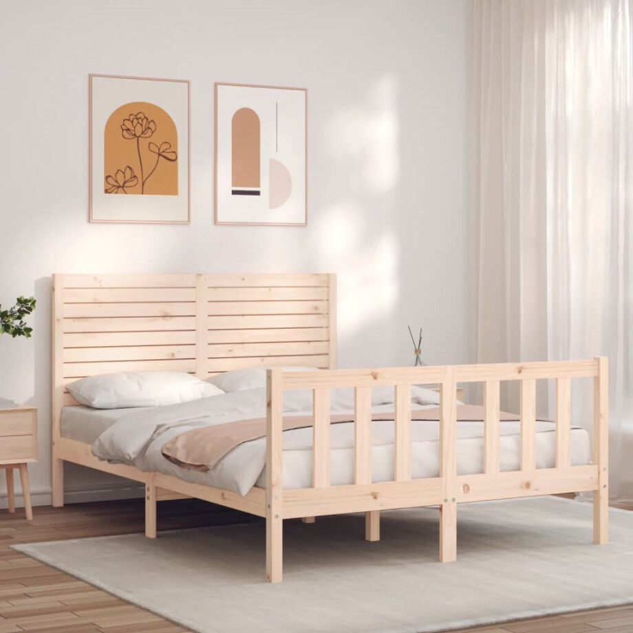 vidaXL Bedframe zonder matras massief grenenhout 140x190 cm afbeelding 1