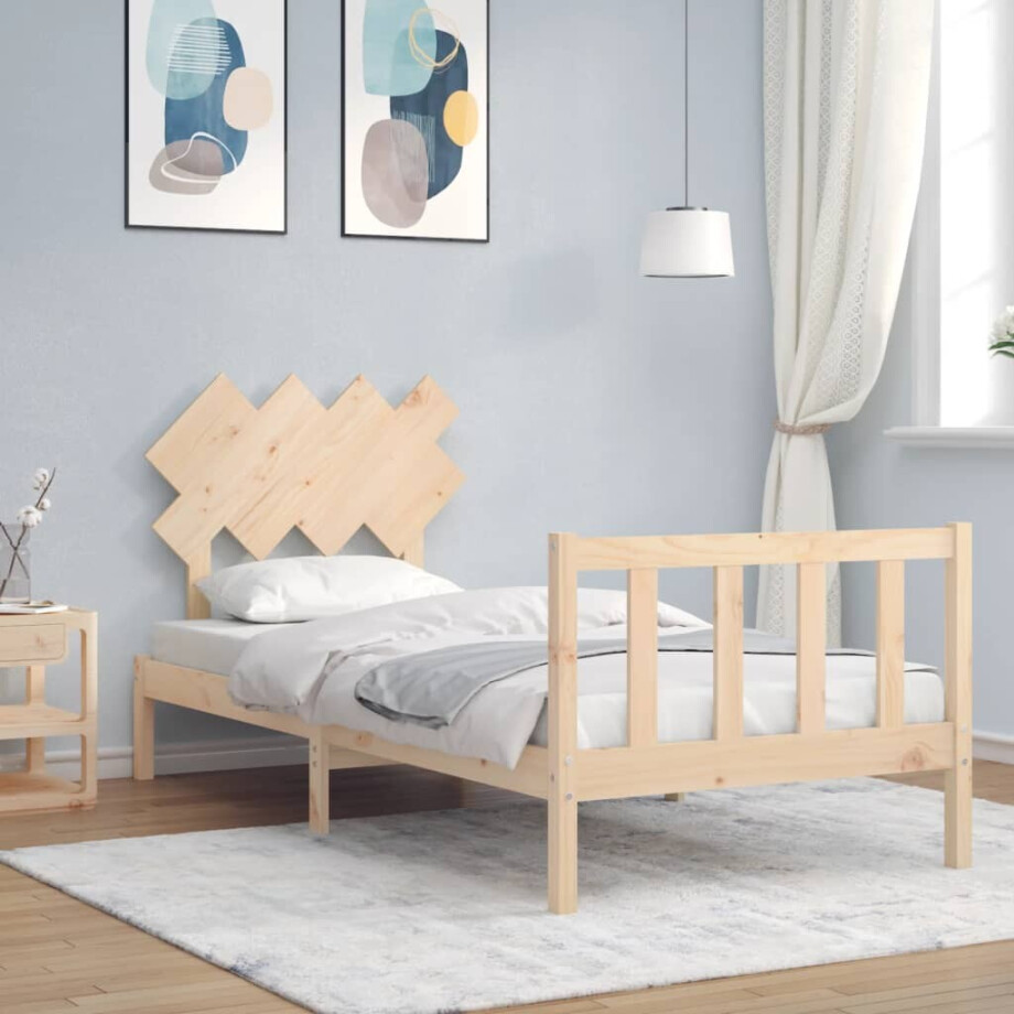 vidaXL Bedframe zonder matras massief grenenhout 90x200 cm afbeelding 1