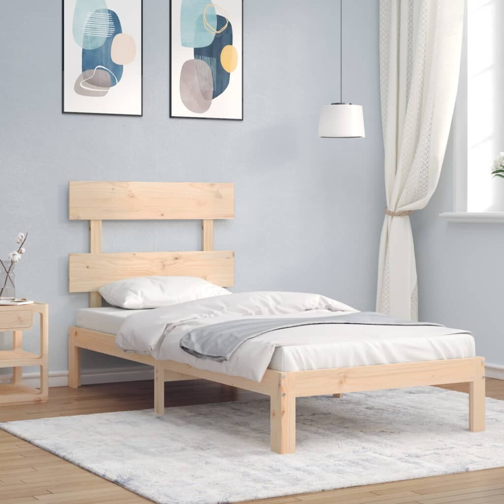 vidaXL Bedframe met hoofdbord massief hout vidaXL Bedframe met hoofdbord massief hout afbeelding 1