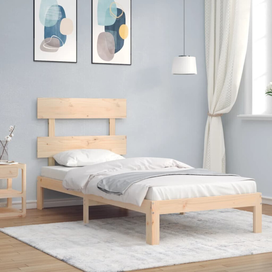 vidaXL Bedframe met hoofdbord massief hout vidaXL Bedframe met hoofdbord massief hout afbeelding 1