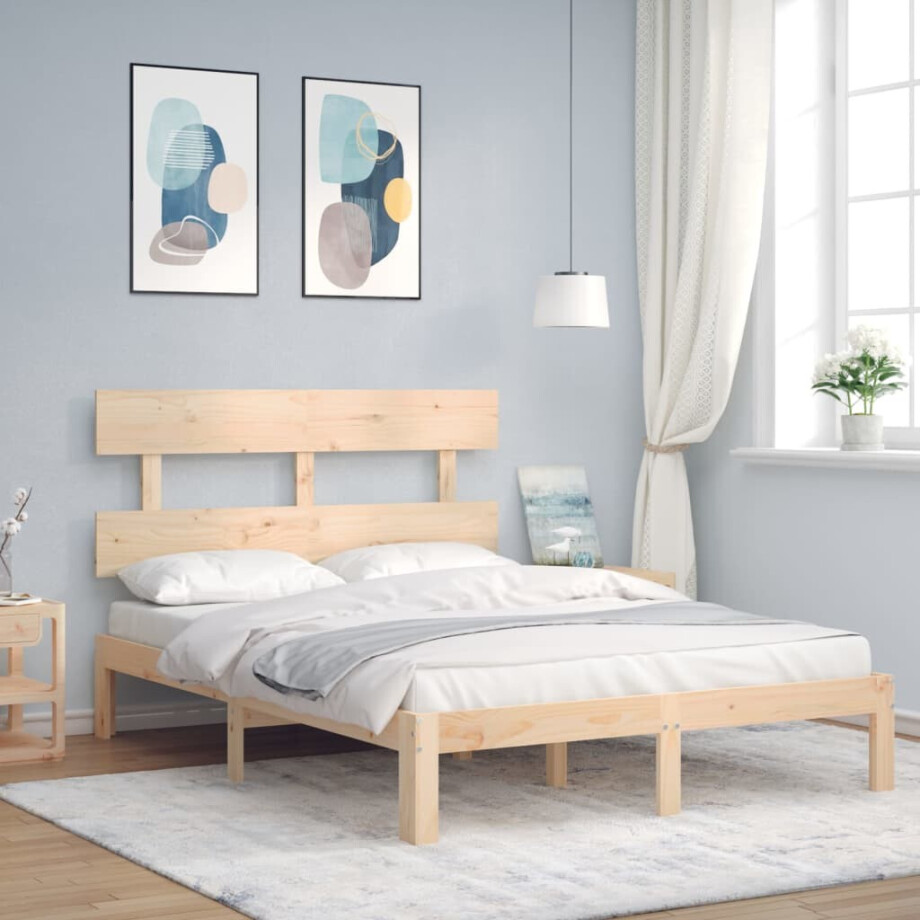 vidaXL Bedframe zonder matras massief grenenhout 140x200 cm afbeelding 1