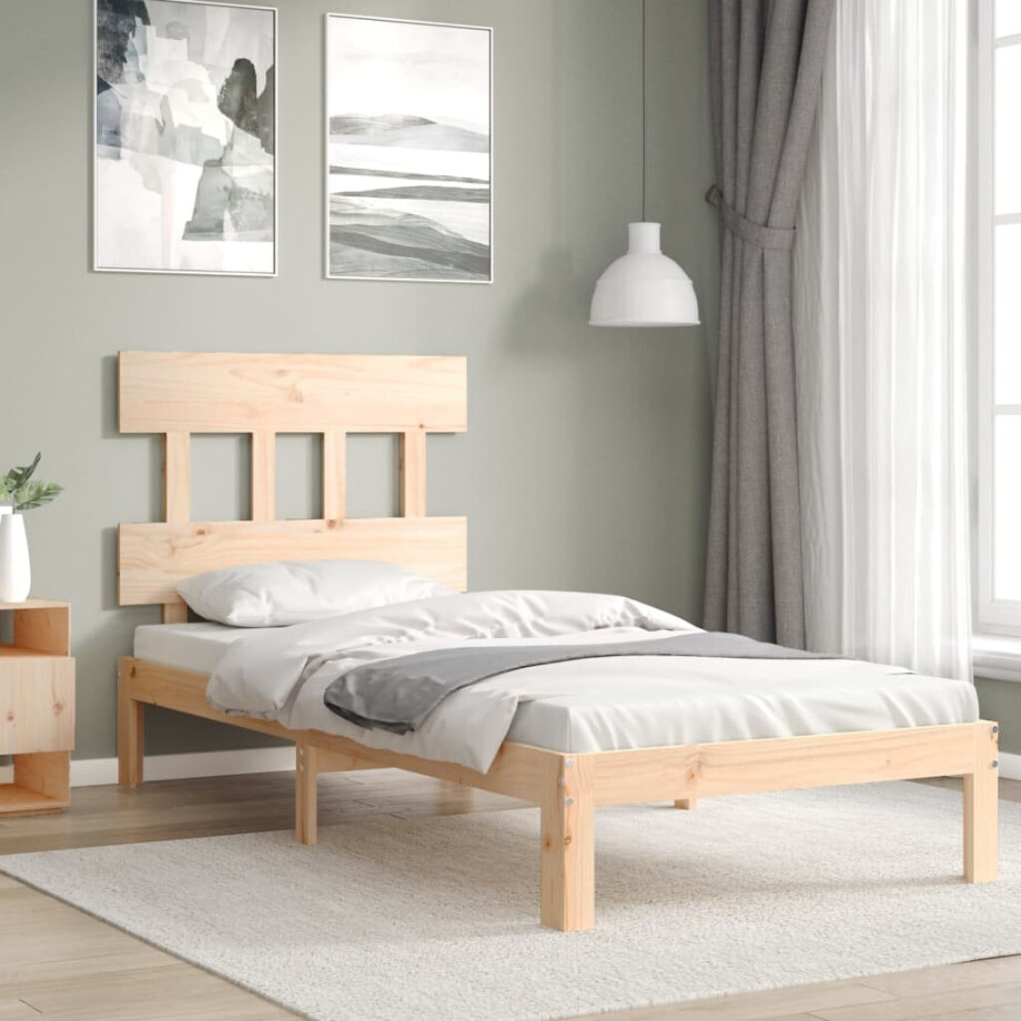 vidaXL Bedframe met hoofdbord massief hout vidaXL Bedframe met hoofdbord massief hout afbeelding 1
