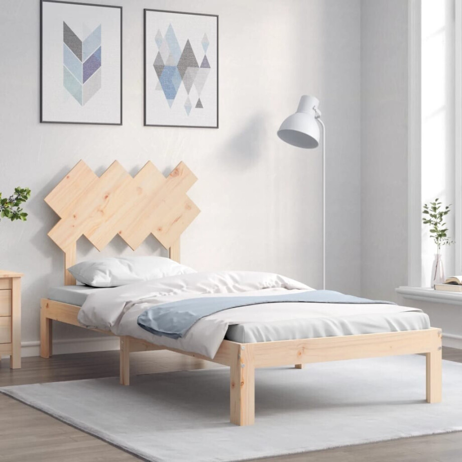 vidaXL Bedframe met hoofdbord massief hout vidaXL Bedframe met hoofdbord massief hout afbeelding 1