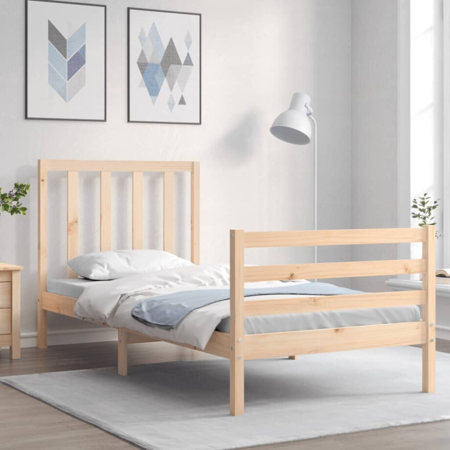 vidaXL Bedframe met hoofdbord massief hout vidaXL Bedframe met hoofdbord massief hout afbeelding 1