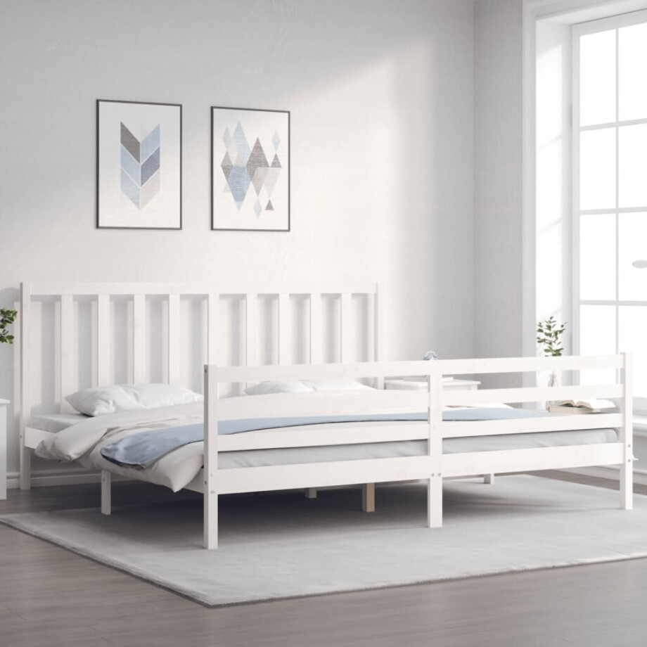 vidaXL Bedframe zonder matras massief grenenhout wit 200x200 cm vidaXL Bedframe zonder matras massief grenenhout wit 200x200 cm afbeelding 1