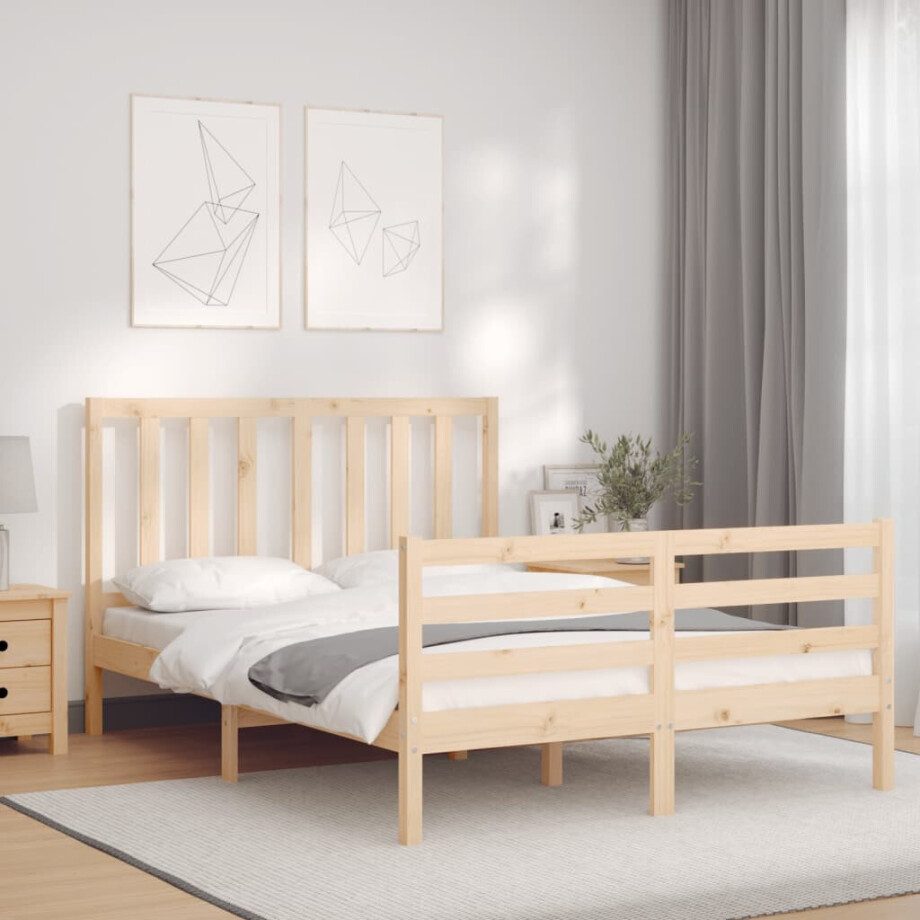 vidaXL Bedframe met hoofdbord massief hout vidaXL Bedframe met hoofdbord massief hout afbeelding 1