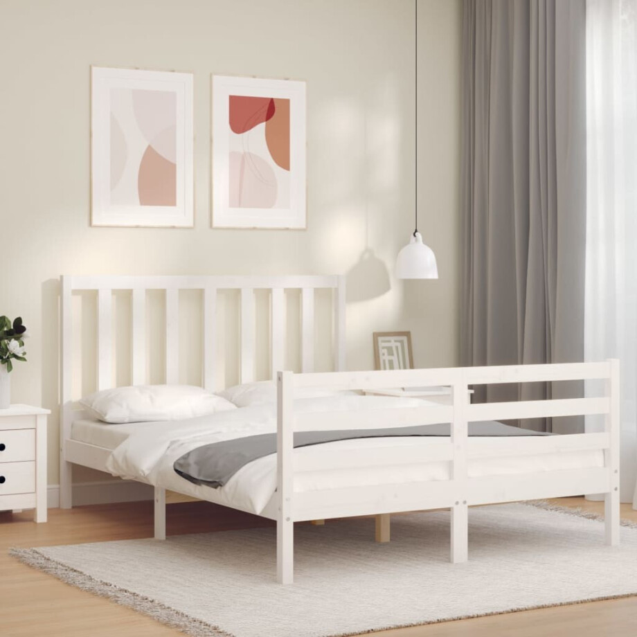 vidaXL Bedframe zonder matras massief grenenhout wit 140x200 cm vidaXL Bedframe zonder matras massief grenenhout wit 140x200 cm afbeelding 1