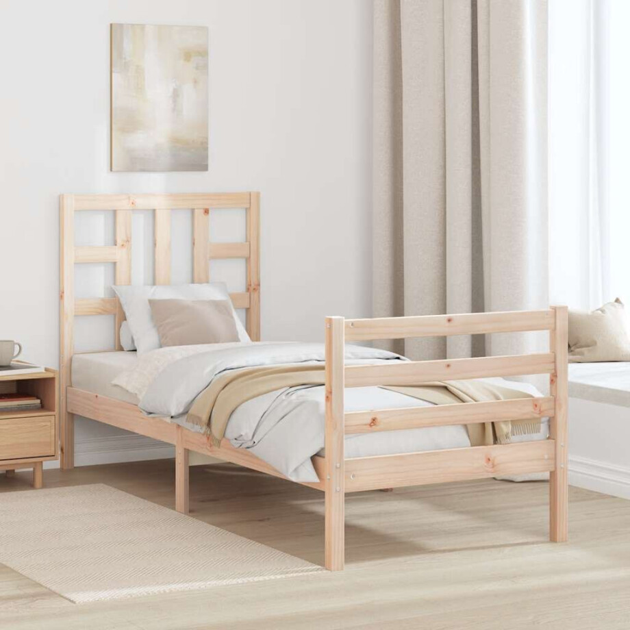 vidaXL Bedframe met hoofdbord massief hout vidaXL Bedframe met hoofdbord massief hout afbeelding 1