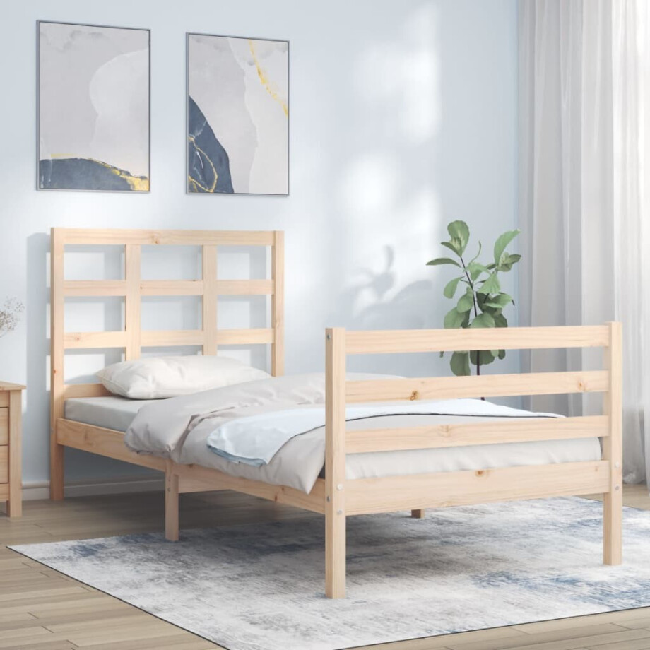 vidaXL Bedframe met hoofdbord massief hout vidaXL Bedframe met hoofdbord massief hout afbeelding 1