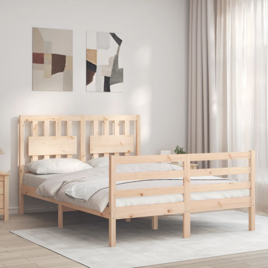 vidaXL Bedframe met hoofdbord massief hout vidaXL Bedframe met hoofdbord massief hout afbeelding 1